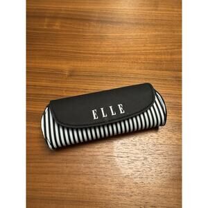 ELLE Eyeglass Sunglass Case, Black & White Stripe, Standard Size, USED